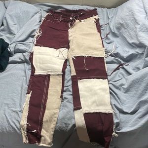 Jaded LDN raw hem color block jeans